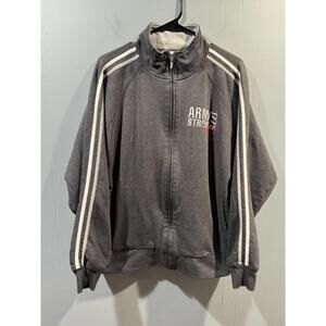 Mens Oarsman Jacket Size XL Gray US Army Big Red One Graphic Full Zip